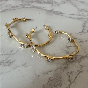 Alexis Bittar Navette Crystal Hoop Earrings